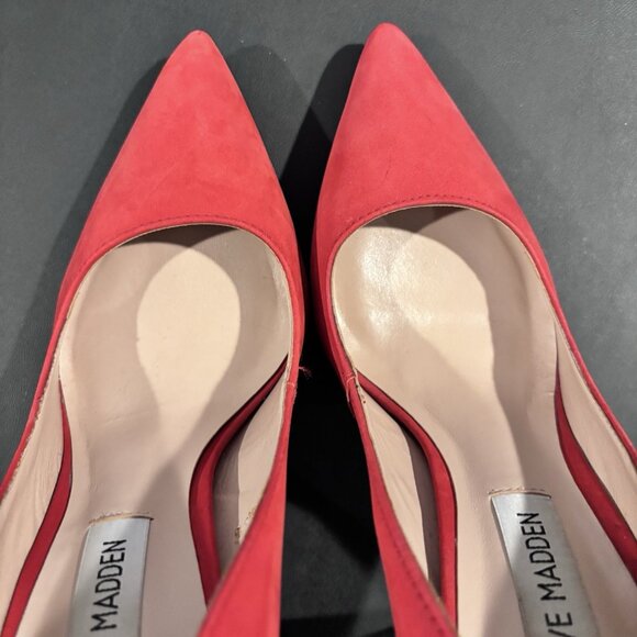 Steve Madden Lovey Red Suede Stiletto Pumps - Picture 8 of 16